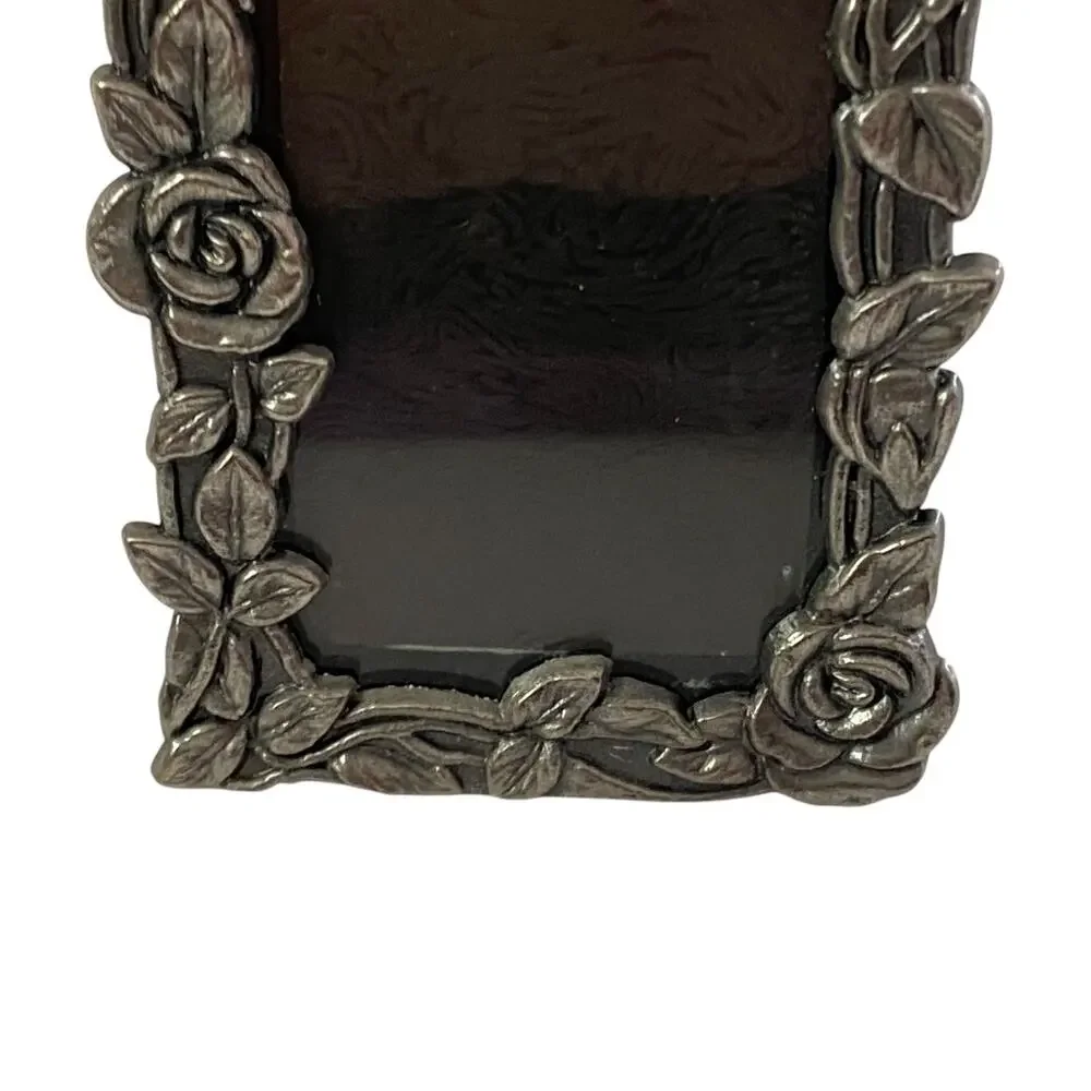 Vintage Pewter Rose Photo Frame 2x3 Whimsigoth Goth Coquette 90s Y2K Mini Floral